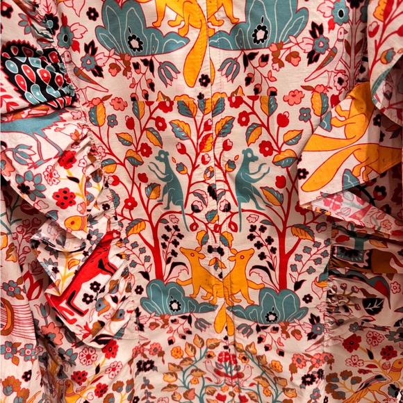 RHODE Millie Aura Jungle Print Multicolor Ruffle Sleeve Dress - Picture 9 of 11